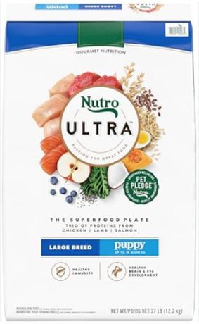 27lb Nutro Ultra Large Breed Puppy Dry Dog Food, Chicken, Lamb Salmon Protein