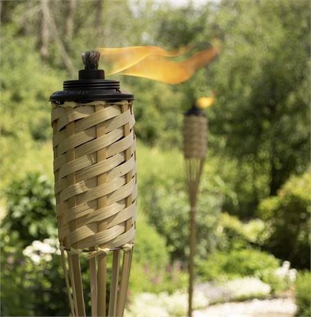 Tiki Torch BambooTIKI Brand Weather Resistant Coated Torch, Outdoor Décor for Ho