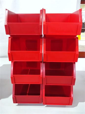 Empak Red Plastic Strorage Bins-Set of 8