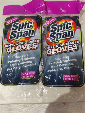 Spic and Span Vinyl Disposable Gloves-2 Packs of 10