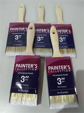 Rubberset Painter's Collection 3" All Purpose Paint Brush-Set of 5