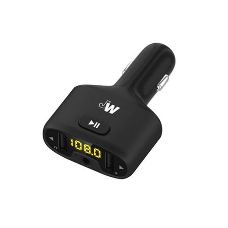Just Wireless FM Transmitter (3.5mm) with 2.4A/12W 2-Port USB Car Charger