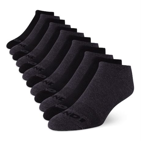 AND1 Black/Gray Low Cut Ankle Socks Mens Size 6-12.5--12Pack