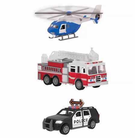 DRIVEN – Small Toy Emergency Vehicle Set – Micro Rescue Fleet - 3 pk