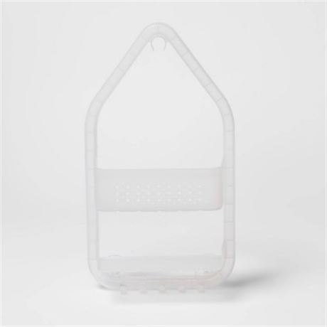 Room Essentials 2 Tier Over the Shower Caddy Frosted, White 18" x 10"