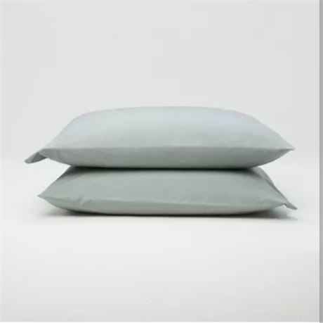 Washed Supima Percale Solid Pillowcase Set, Sage Green - Casaluna™