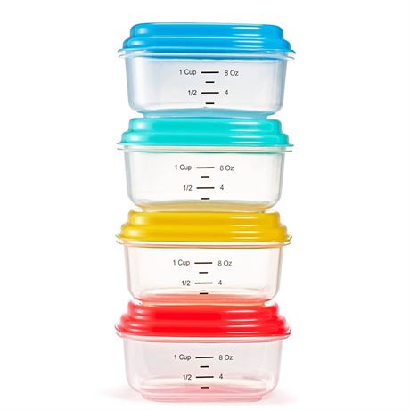 Fit & Fresh Snack & Stack Set 4-1 Cup Containers with 2 Ice Packs