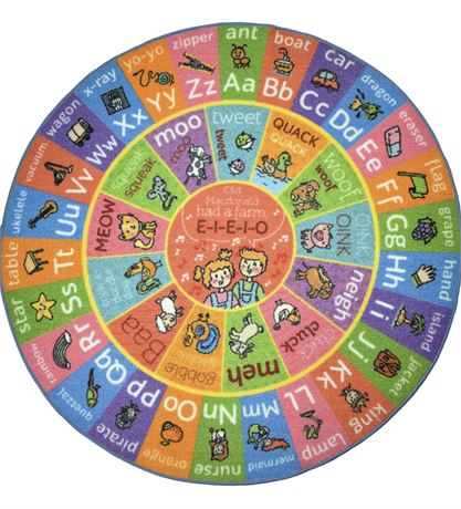 KC Cubs Playtime Collection ABC Alphabet w/ Old MacDonald's Animals Rug