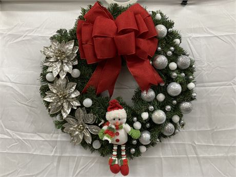 Hand Crafted 23” Holiday Snowman Wreath