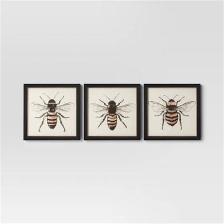 3pk) 12 X 12 Bees Framed Wall Canvases - Threshold