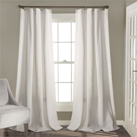 Rosalie Window Curtain Panels White 54x95 Set - Lush Decor