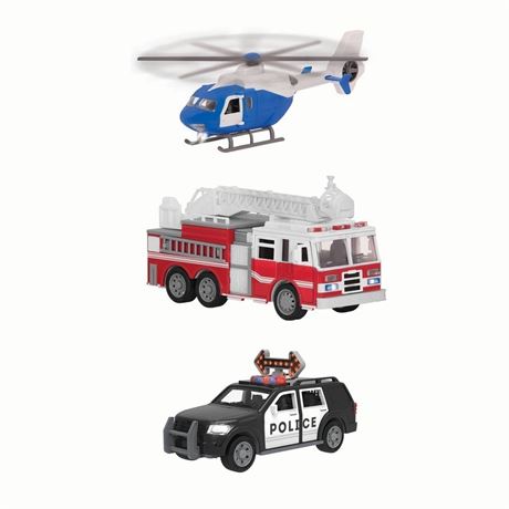 Small Toy Emergency Vehicle Set – Micro Rescue Fleet - 3 Pk