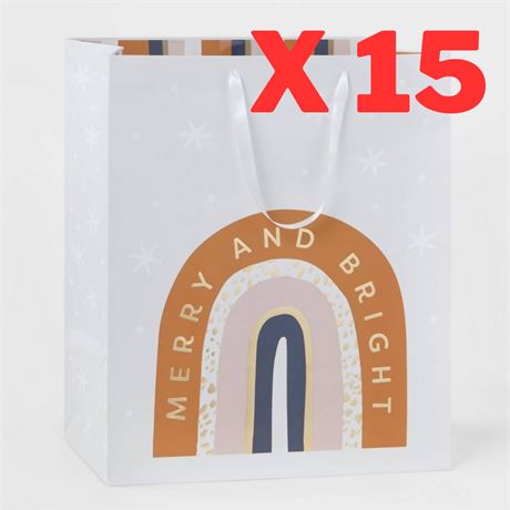 Bundle of 15 Jumbo Merry & Bright Gift Bag Boho Rainbow - Wondershop™