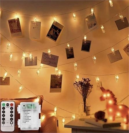 2-Pack CADNLY String Lights with Clips 💡- 50 LED Photo Clips String Lights