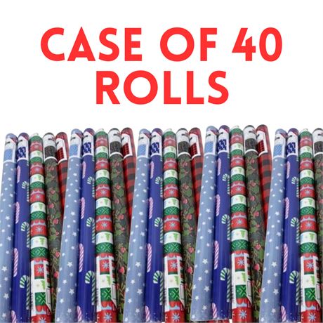 Case of 40 Rolls 🎁 Holiday Wrapping Paper