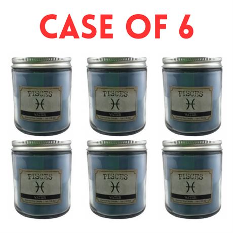 Case of 6💙Scented Soy 7oz Candle (Pisces - Water Sign)