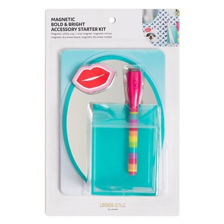 6-U Brands Magnetic Locker Bold & Bright Accessory Starter Kit Multicolor / Teal