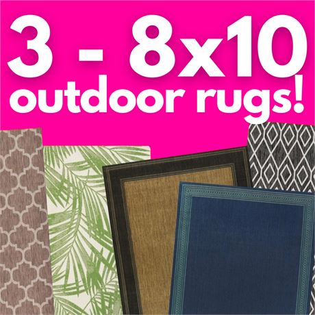 3- 8x10 Outdoor Rugs - You Pick Designs!