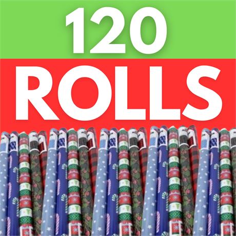 Case of 120 Rolls 🎁 Holiday Wrapping Paper