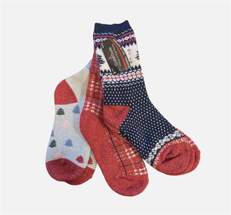 CUDDL DUDS Ladies Holiday Plush Fill One Size 4-10 Sock 3-Pack