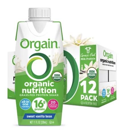 Orgain Organic Nutrition Shake, Vanilla Bean (11 fl. oz., 12 pk.)