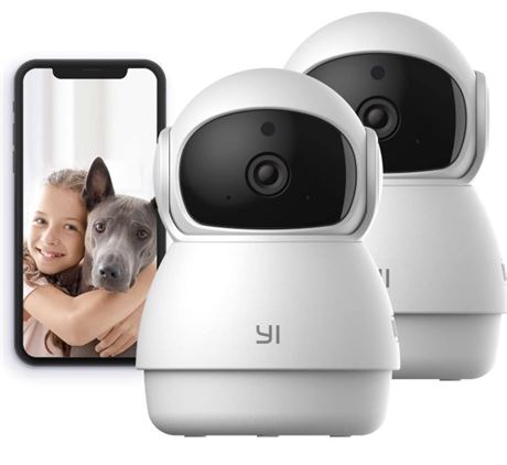 YI 2pc Pan-Tilt Dome Security Camera, 360 Degree 2.4G Smart Indoor Pet Cam