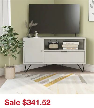 Talley Mid-Century Modern 41-inch 1-Open Shelf Corner TV Console