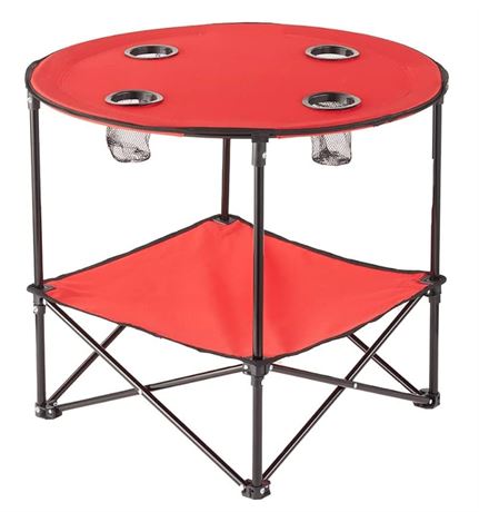 Portable Folding Picnic Table with Bench Storage for Tailgating - Red