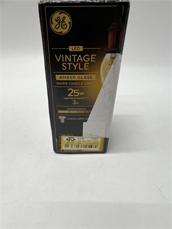 GE Vintage Style LED Amber Glass 25w Candelabra