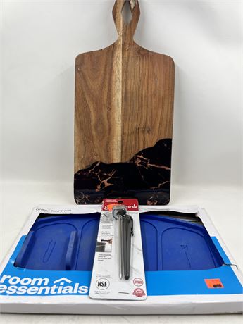 Wood with Marble Inlay Cutting Board Bundle