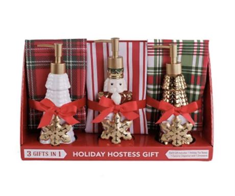 Holiday Hostess Dispenser and Tea Towel Gift, 3-in-1 Pack