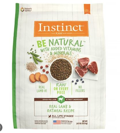 Instinct Be Natural Real Lamb & Oatmeal Recipe Natural Dry Dog Food by Nature's