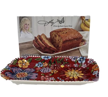Dolly Parton Ceramic Serving Platter 11.625 Inches x 7.25 Inches Floral