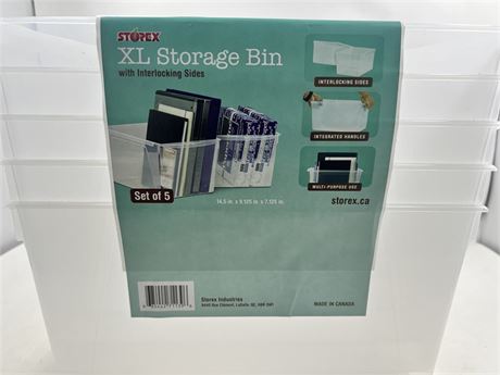 Storex XL Storage Bins Set of 5